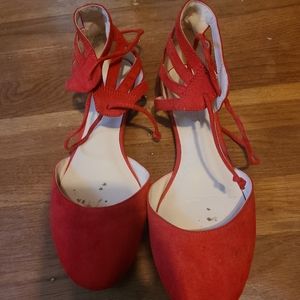 Red scrappy sandals